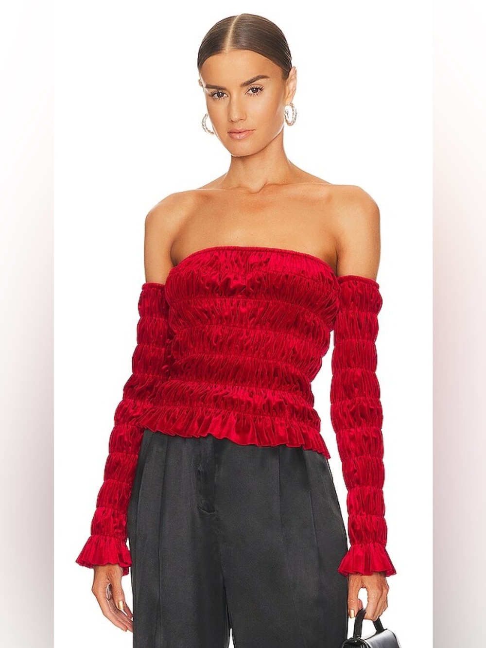 Norma Kamali Velvet Smocked Tube Top – Tango Red (SOLD OUT on Revolve)
